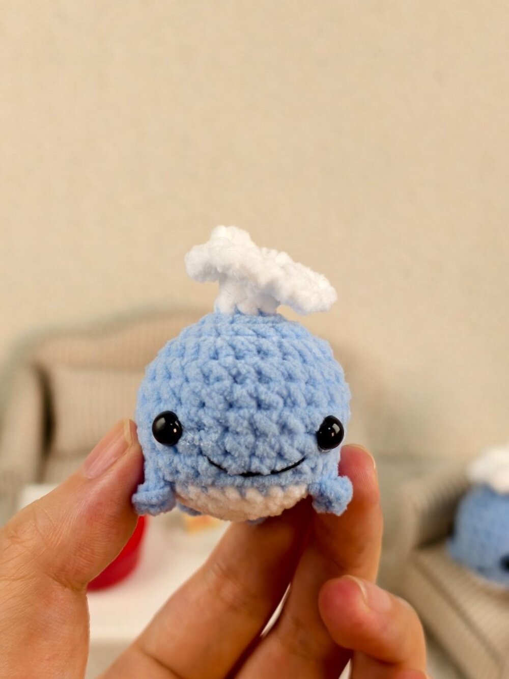 Handmade Amigurumi Crochet Light Little Whale Plushie